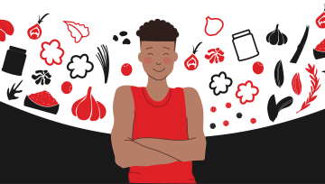 Illustration d'un adolescent réfléchissant à ses prochains menus