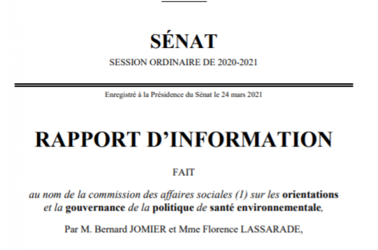 Rapport d'information sur les orientations et la gouvernance de la politique de santé environnementale